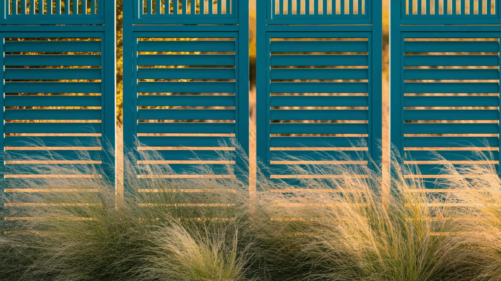 Louvered Wood Privacy Fence