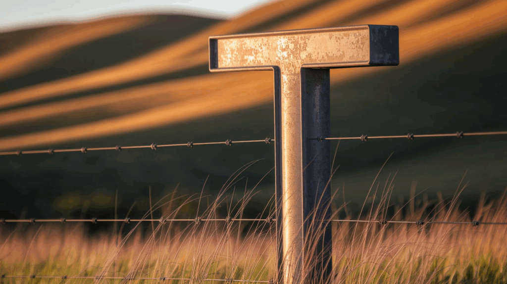 Modern T-post and Wire Fence