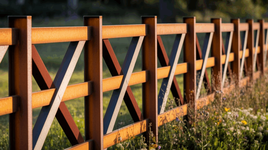Steel Frame with Wood Insert Fence