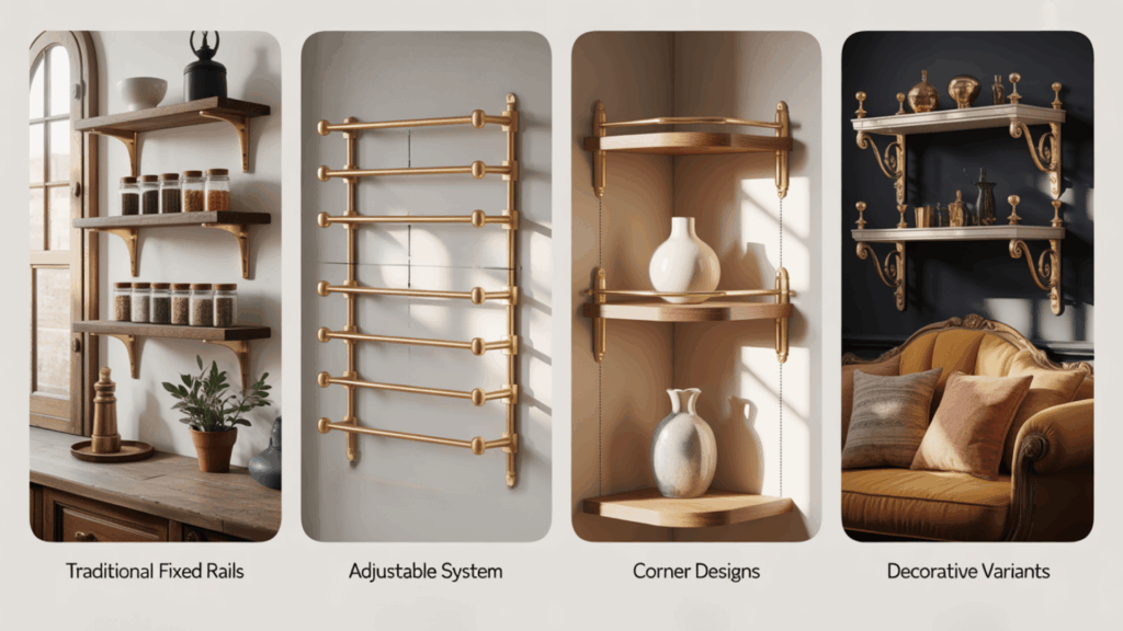 Types of Brass Shelf Rails