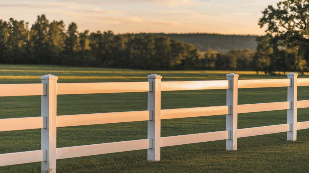Whitewashed Picket Ranch Fence