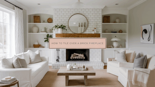 tile over brick fireplace