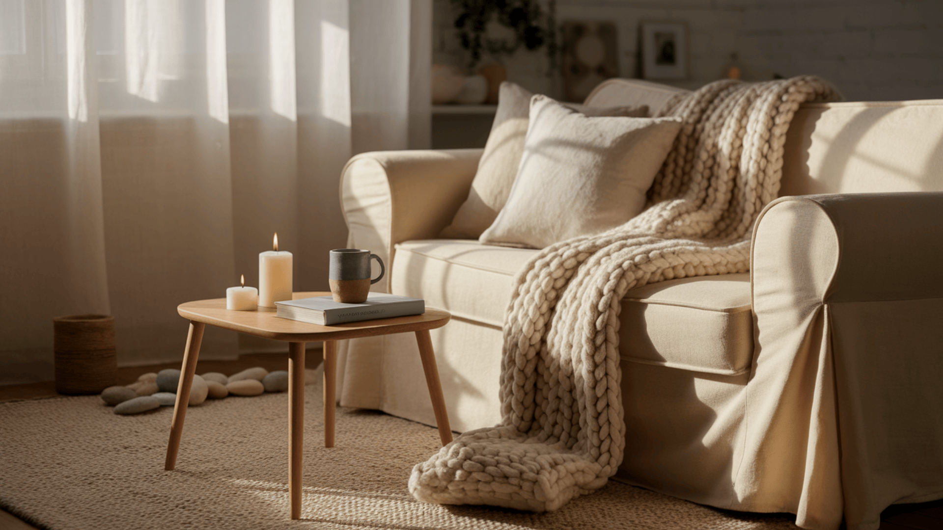 warm scandinavian living room