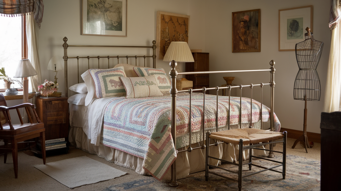 Iron_Bed_Frame_with_Quilted_Bedding