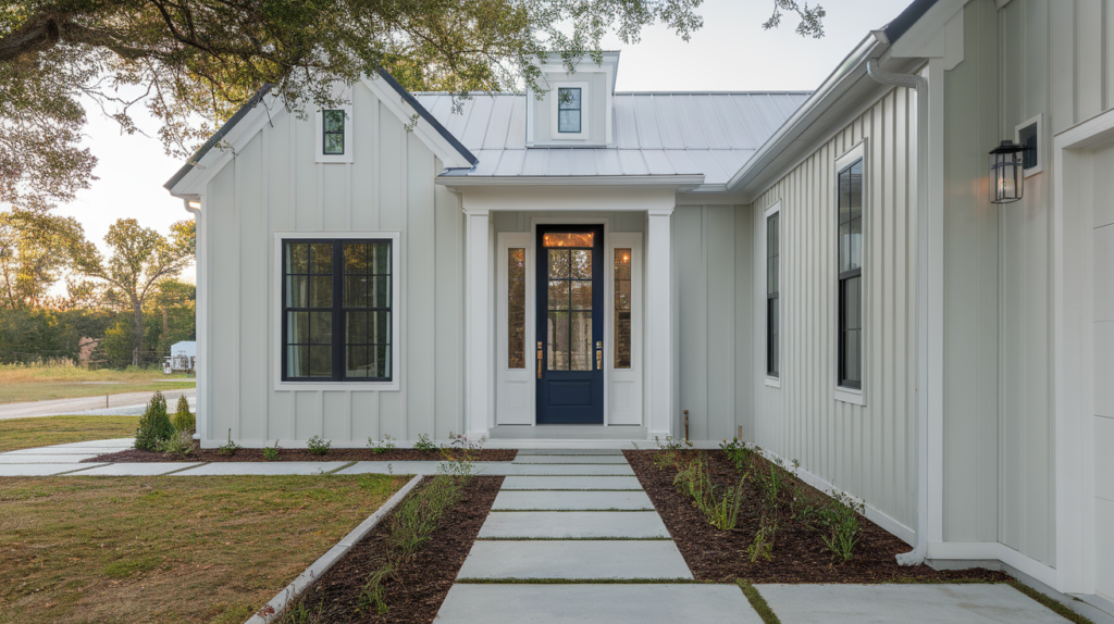 Soft Gray with a Navy Door