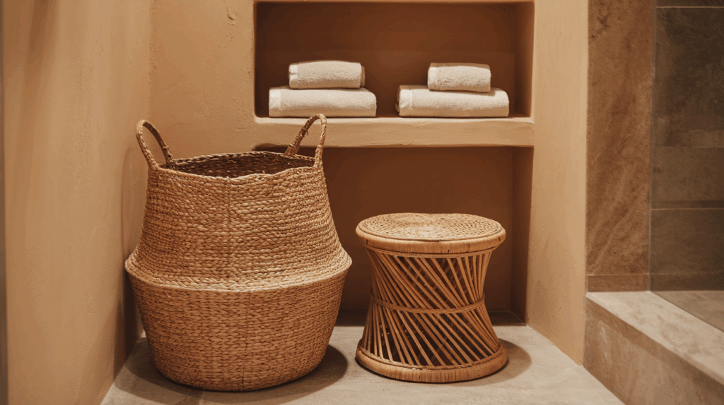 Woven Baskets and Rattan Details
