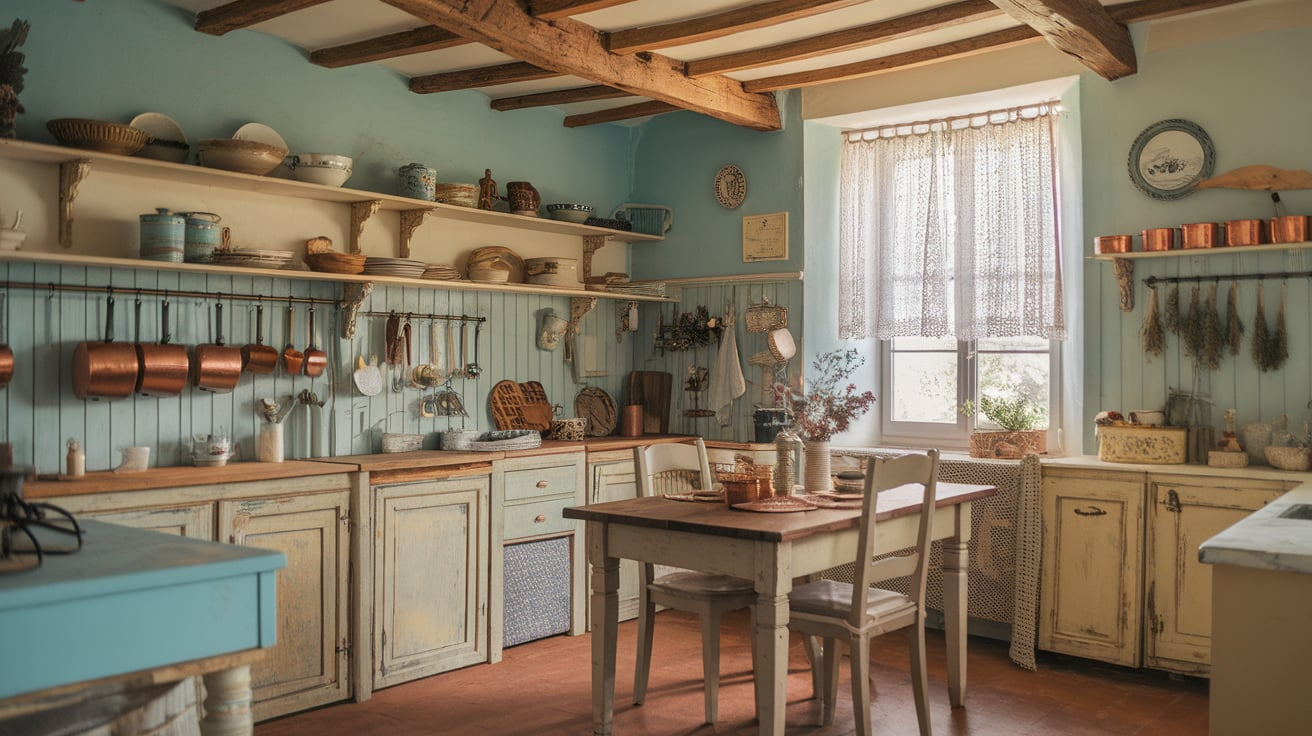 old vintage french country kitchen