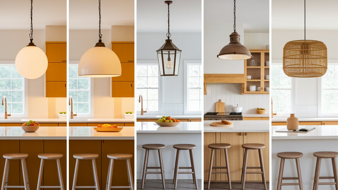 pendant lights over island