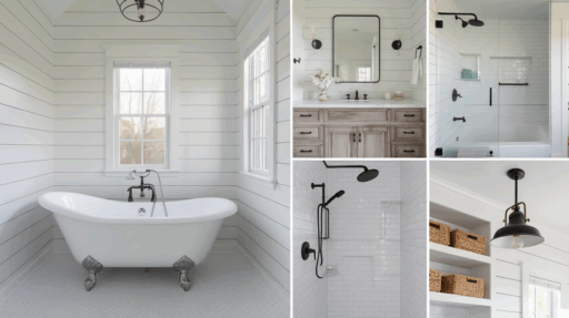 white modern farmhouse bathroom