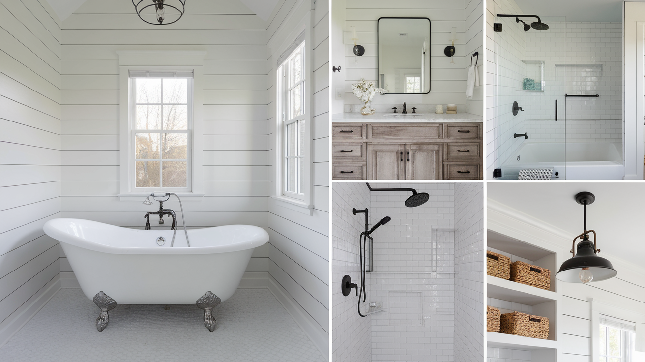 white modern farmhouse bathroom