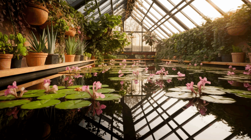 Indoor Pond with Water Plants 