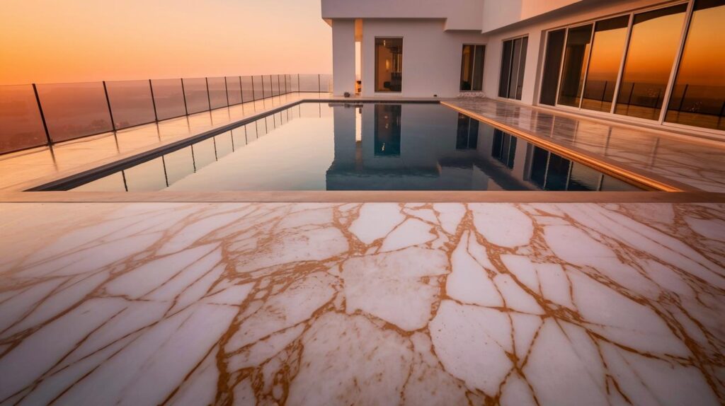 Smooth Marble Finish with Feathered Veins
