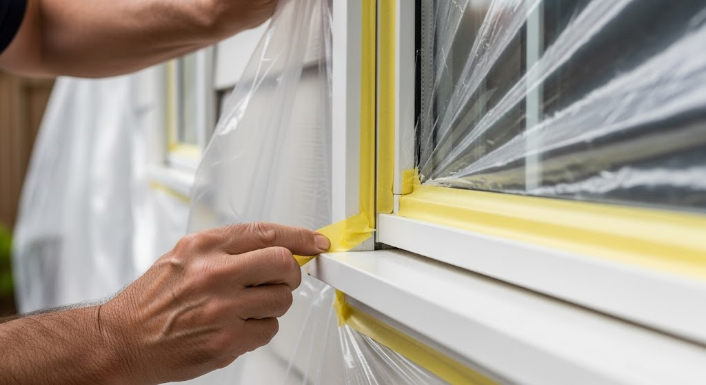 Tape Off Adjacent Areas and Apply Protective Coverings