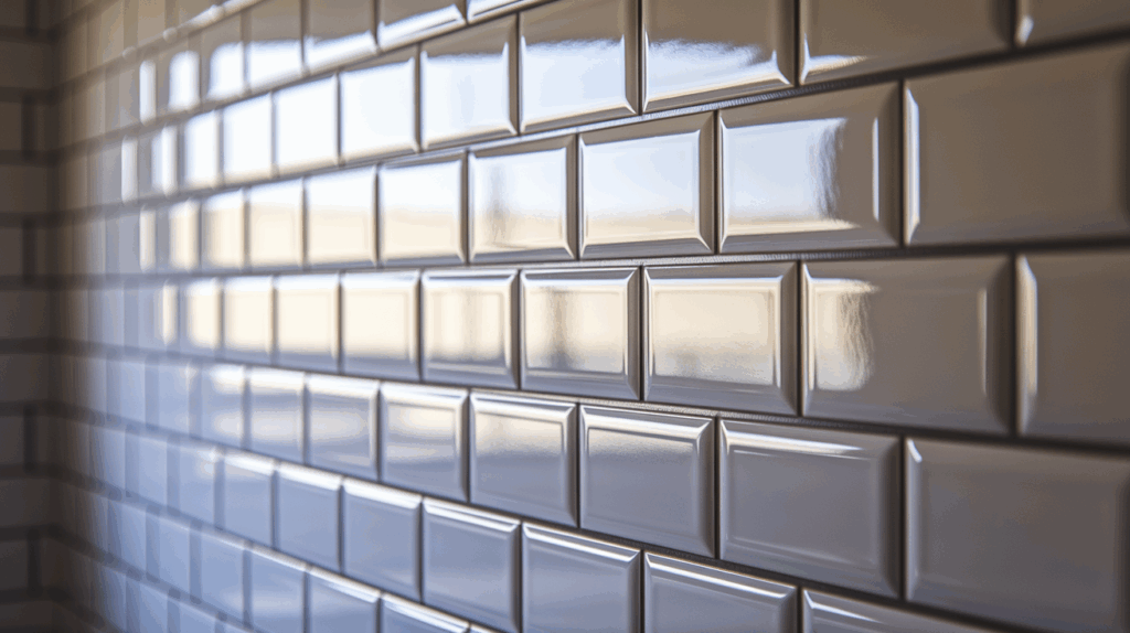 White with Grey Grout Subway Tile