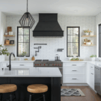 white kitchen cabinets with black hardware