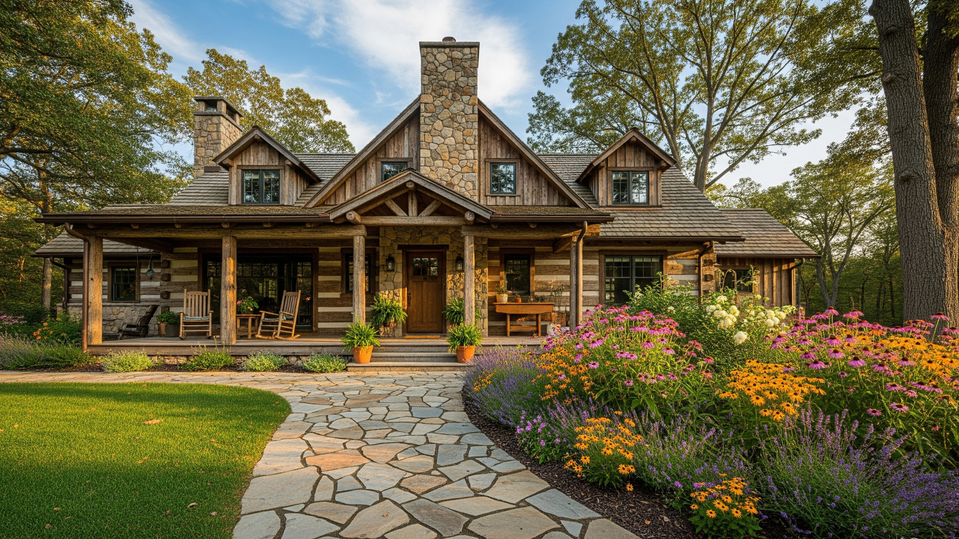 Flagstone Walkway to Front Porch