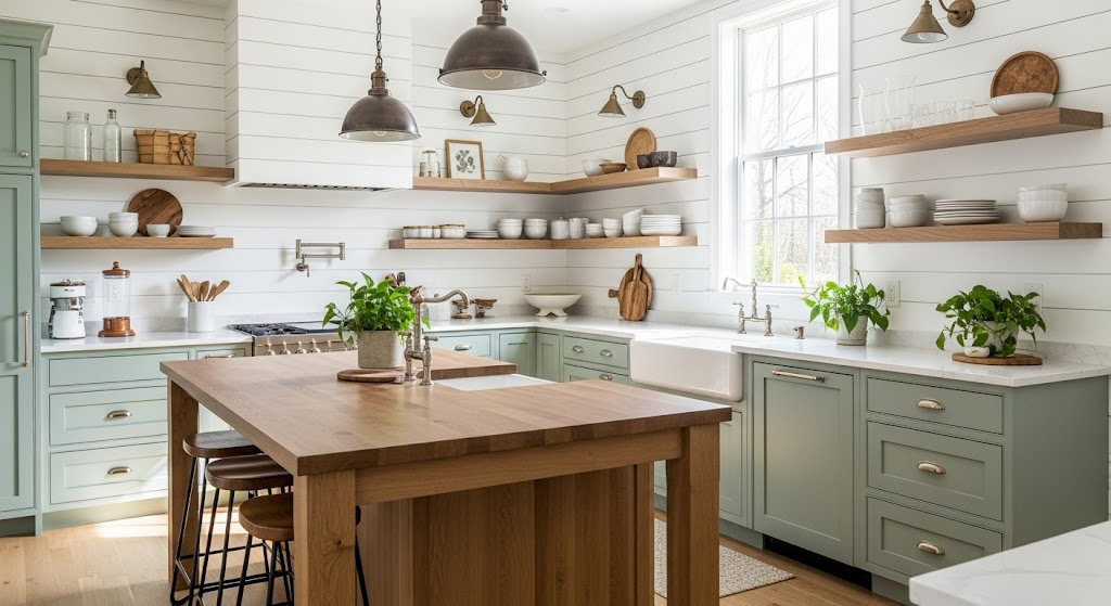 Sage-Cabinets-with-Shiplap-Walls