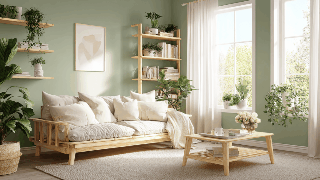 Sage-Green-Walls-with-Light-Wood