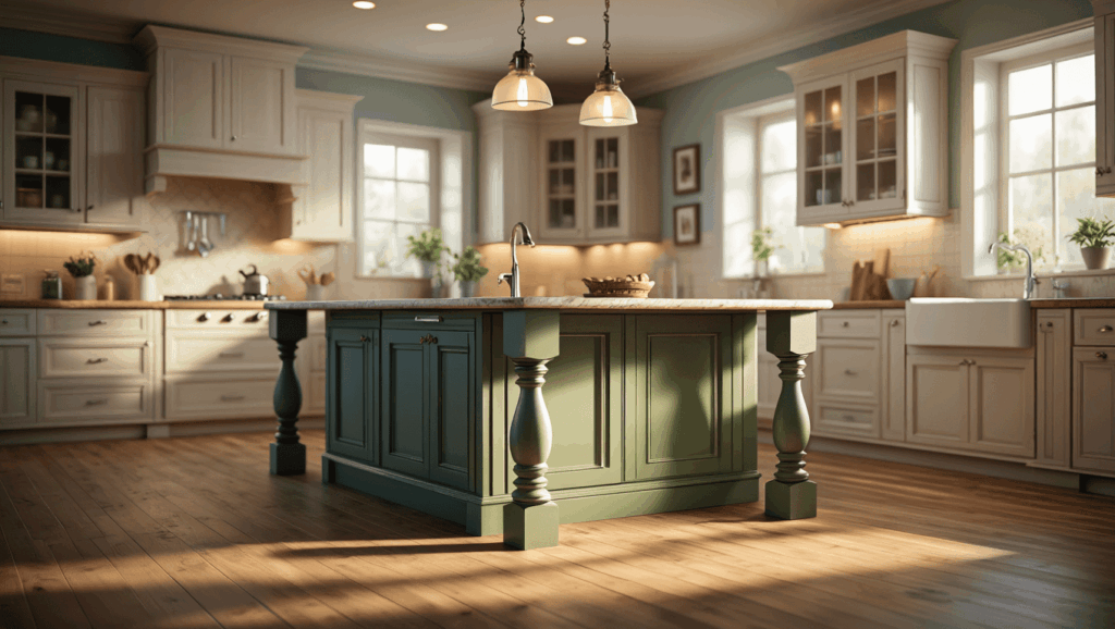 Sage Island with Turned Legs