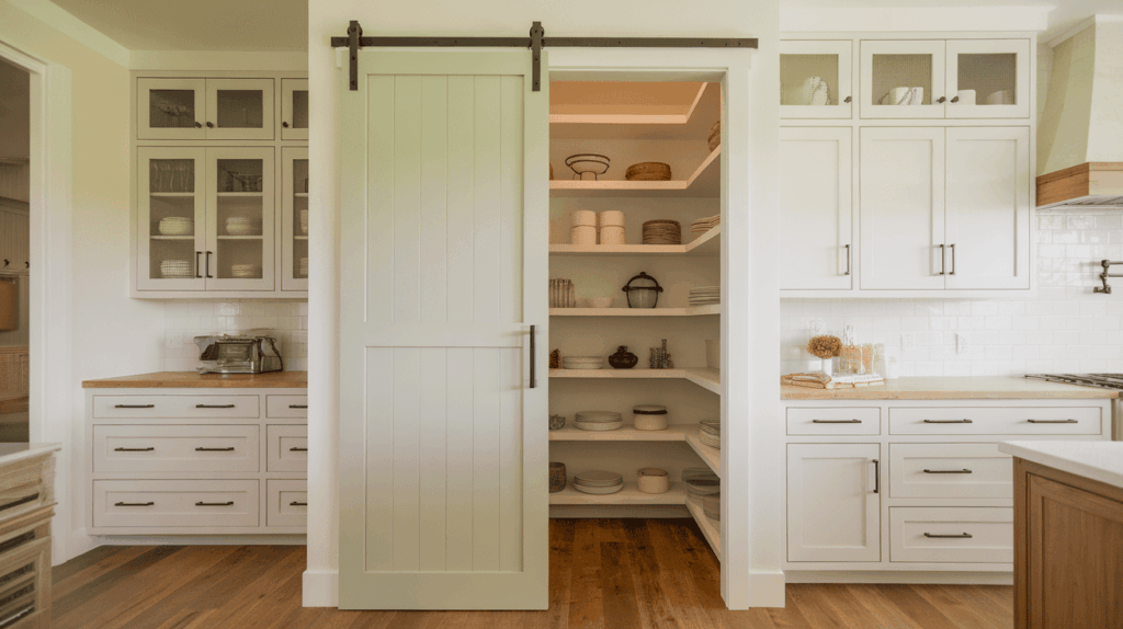 Sliding Barn Door Pantry In Sage
