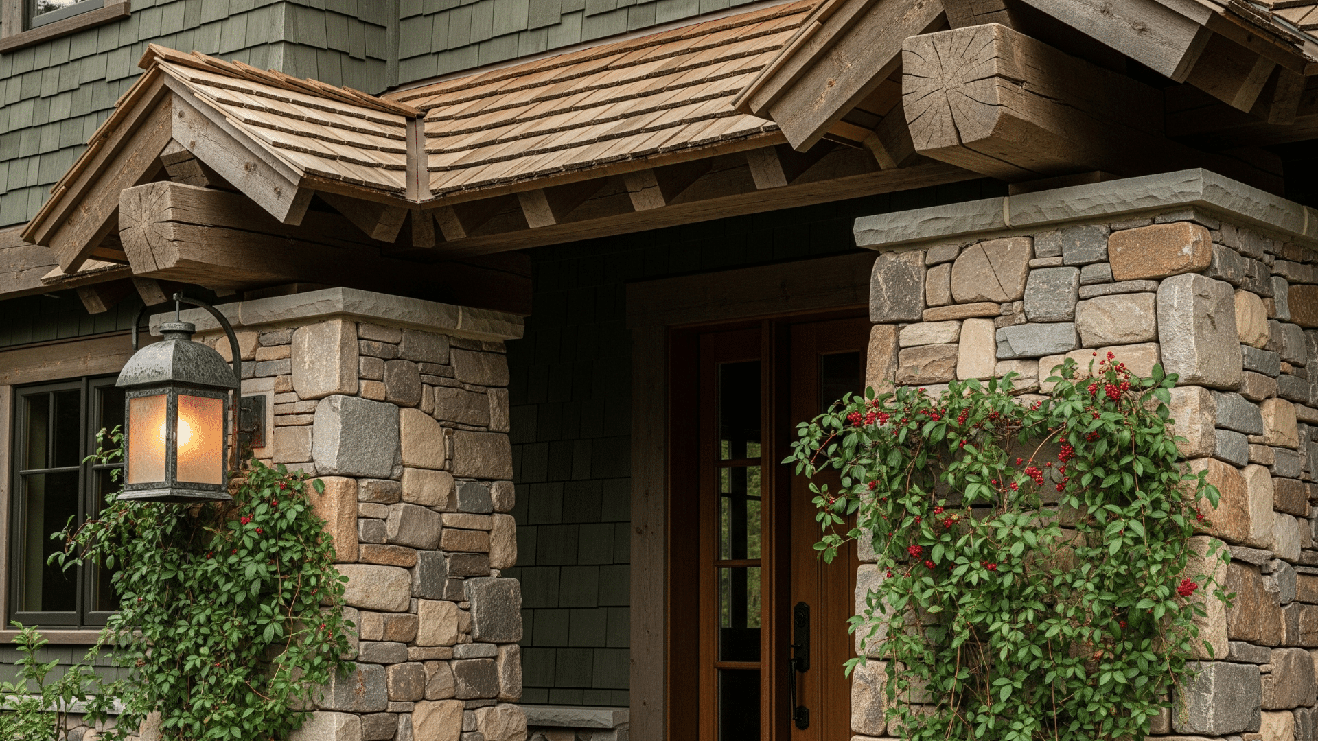Stone Accent Entry Pillars