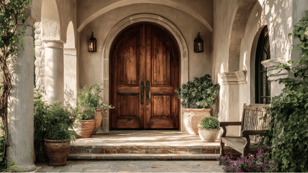 Arched Wooden Entry Doors