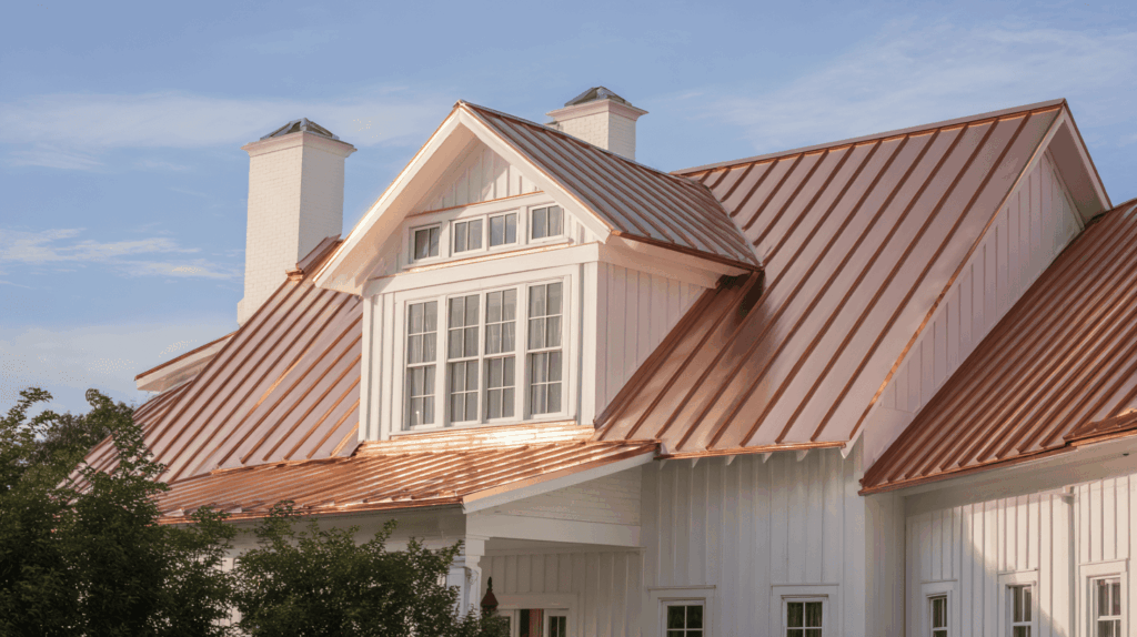 Warm White House with Copper Roof
