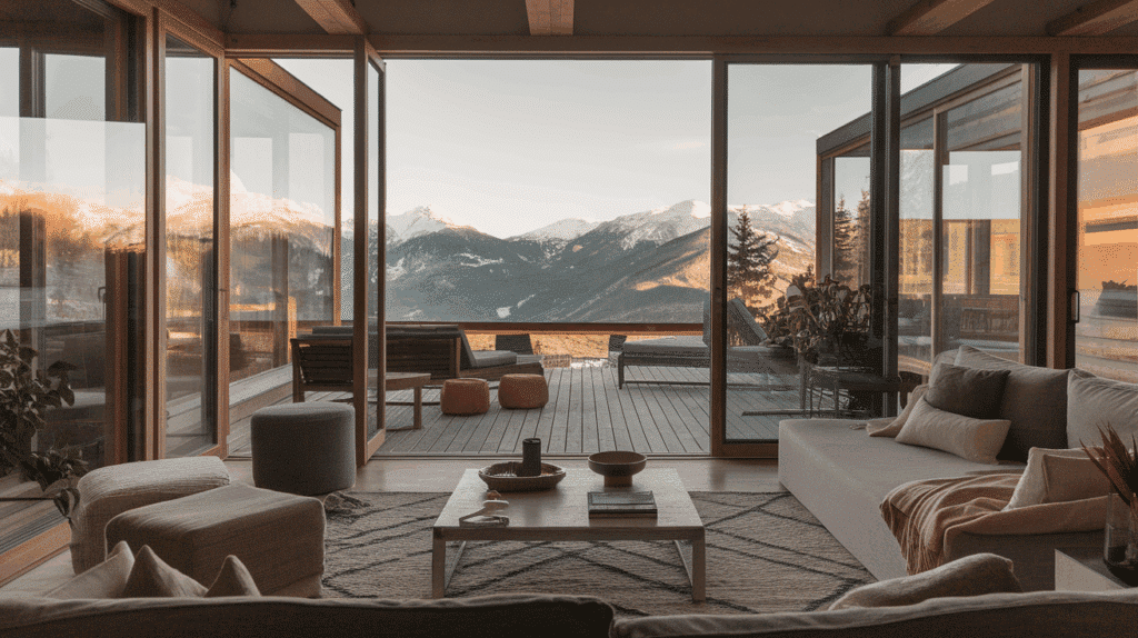 a photo of a cozy living room inside a m