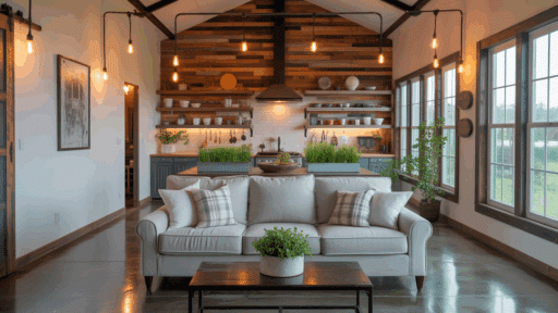 a photograph of a cozy and stylish barnd