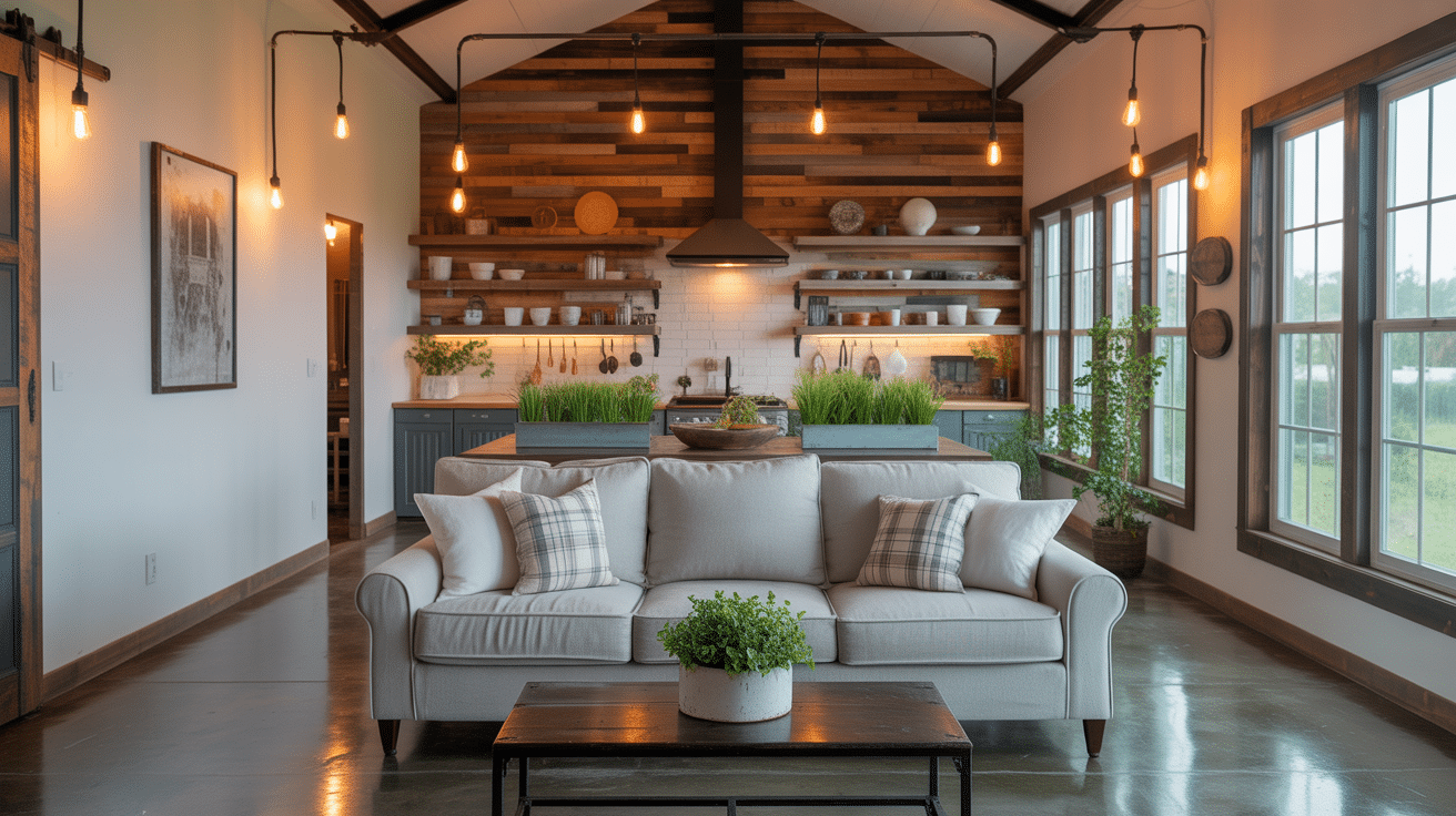 a photograph of a cozy and stylish barnd