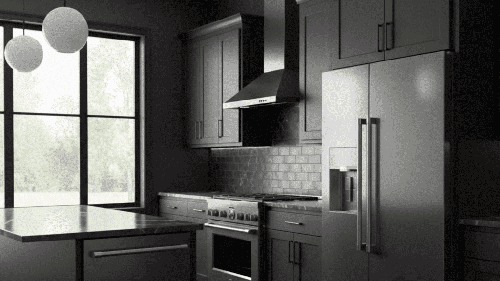 black stainless appliances