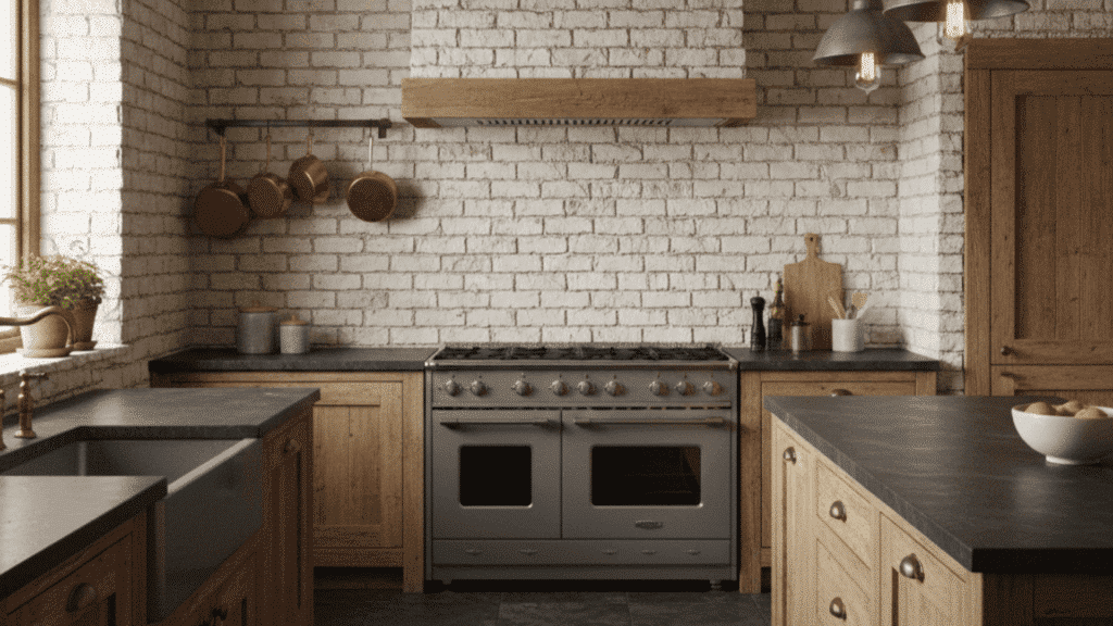 brick or stone backsplash