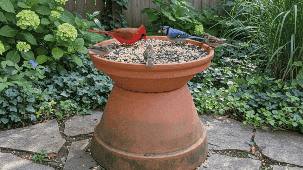clay saucer pedestal feeder