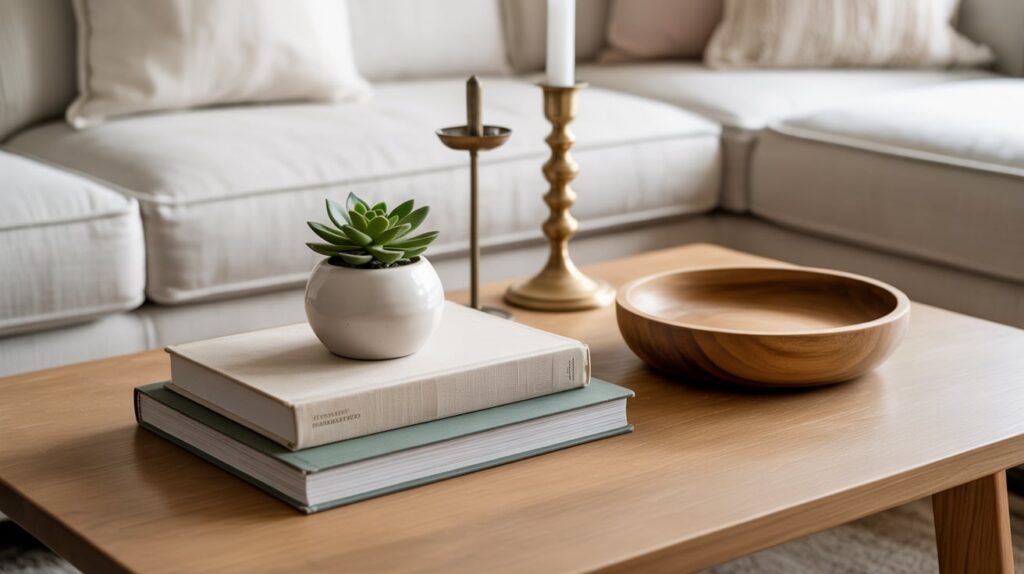 curated coffee table vignette
