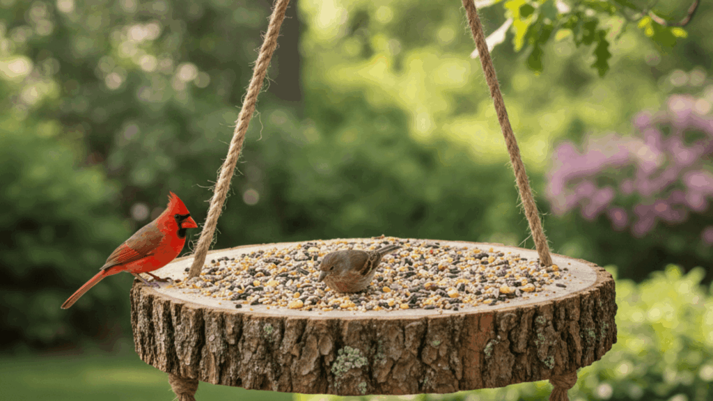 hanging pine log platform