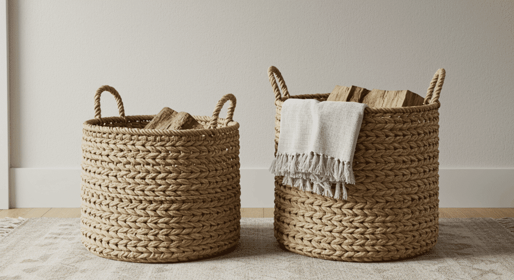 neutral throw baskets or storage