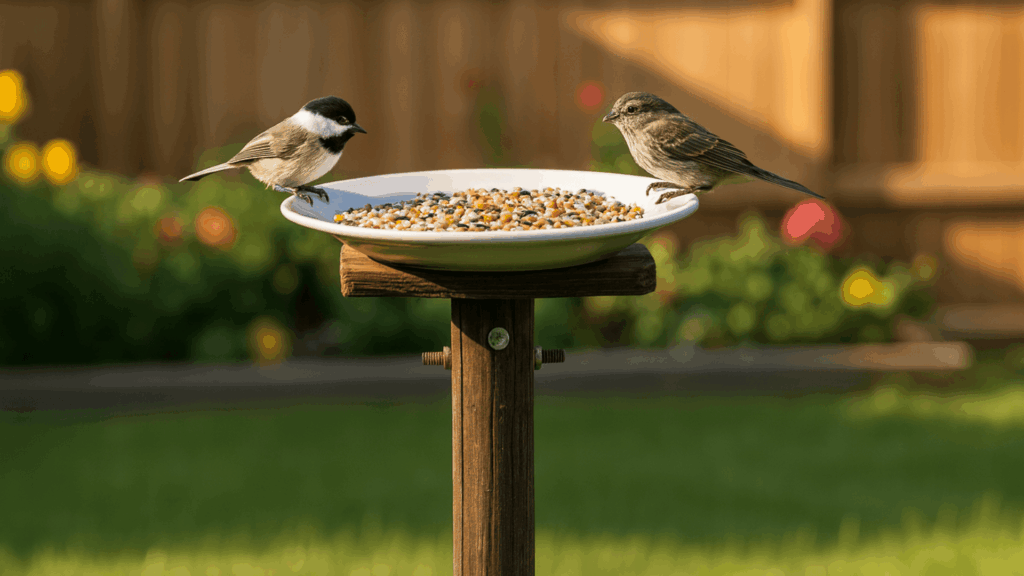 old broomstick stand feeder