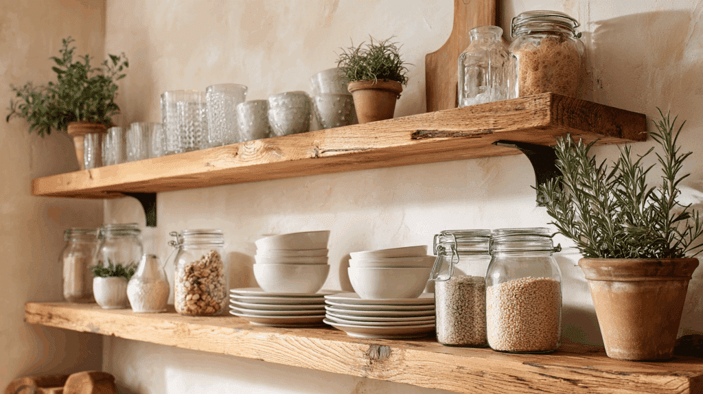 open shelving in kitchens