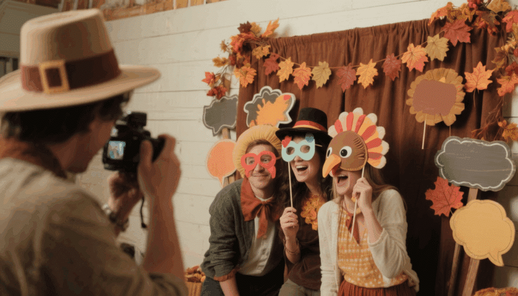 photo booth with fall props