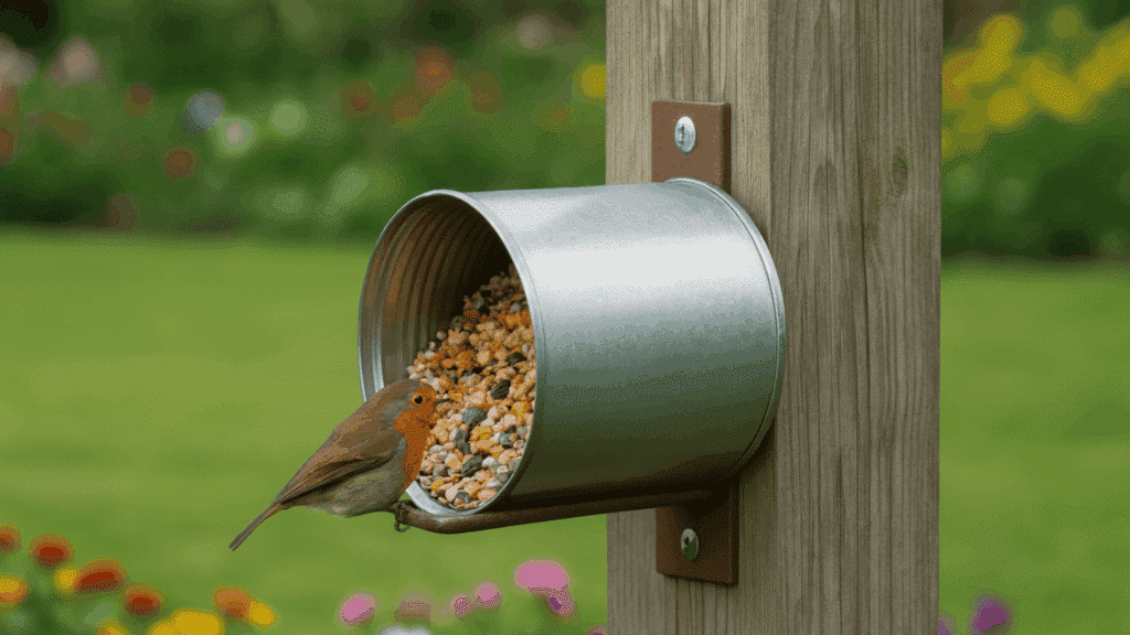 recycled coffee can roof feeder