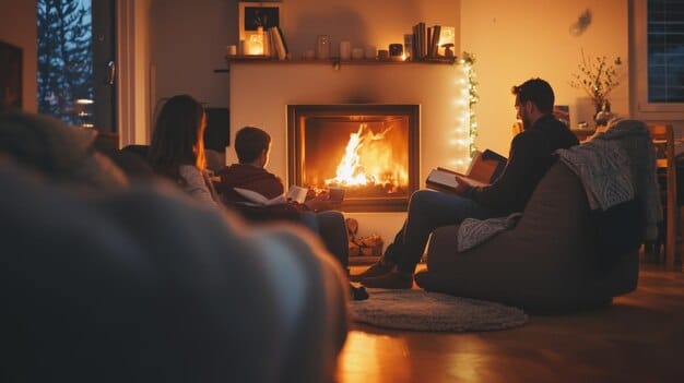 storytelling by the fireplace