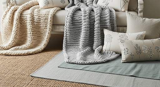 textured throws and rugs