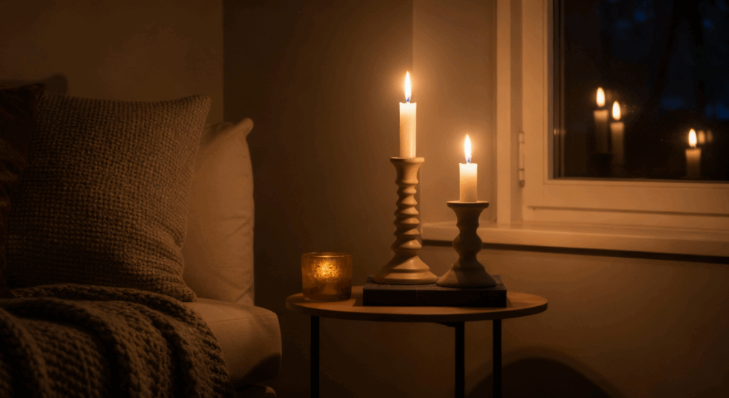 warm lighting and candlelight
