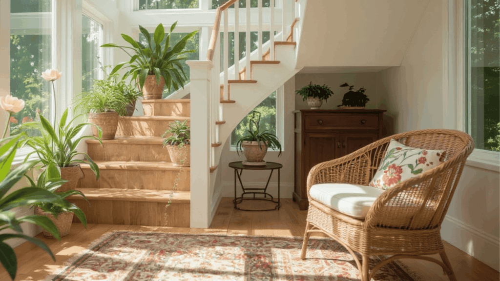 add an area rug for warmth in room