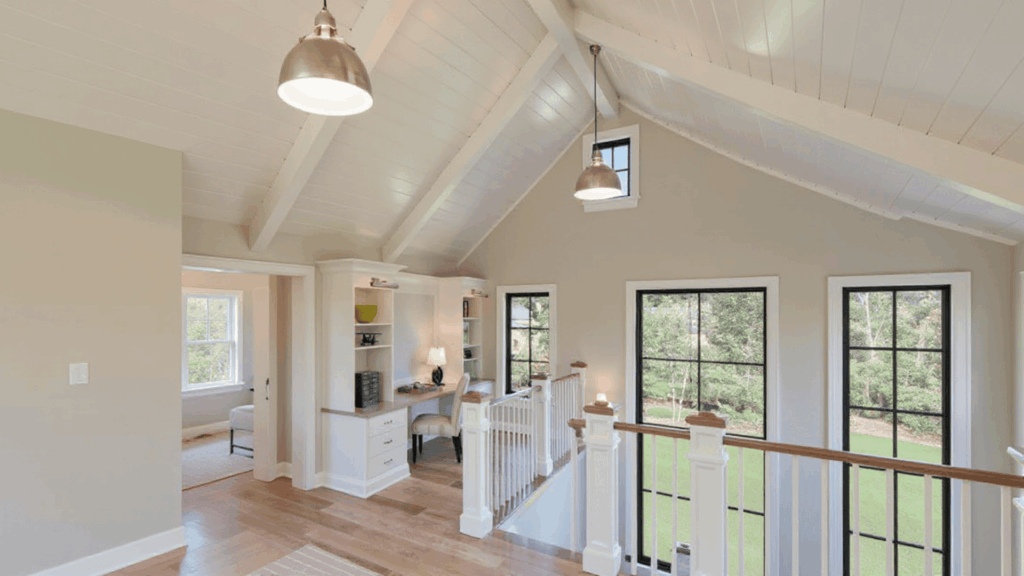 all white vaulted ceiling