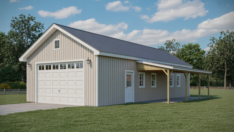 barndominium with garage and mudroom entry