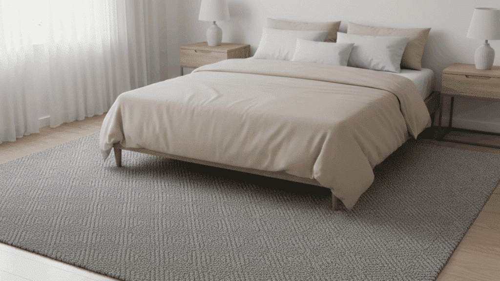 bedroom rug placement
