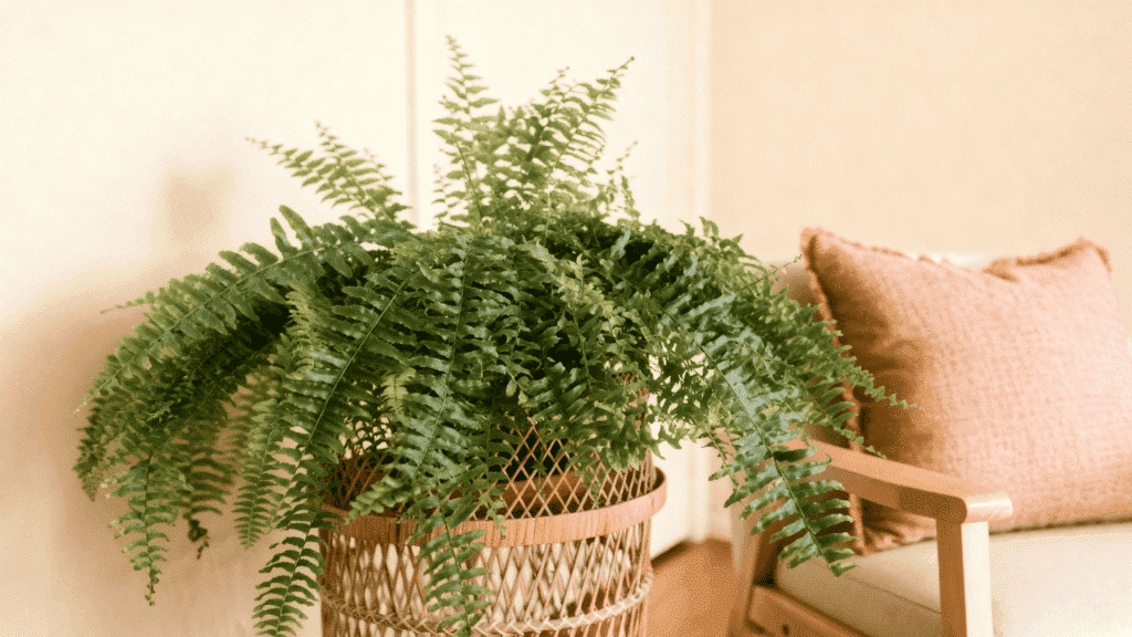 boston fern in bathroom