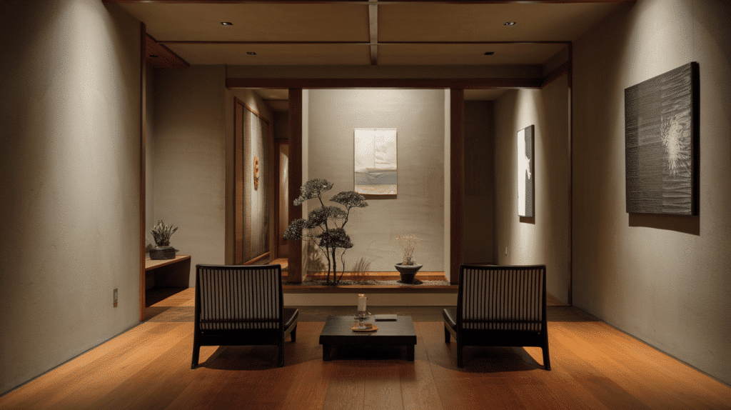 concrete and wood interiors for balance japanese style house