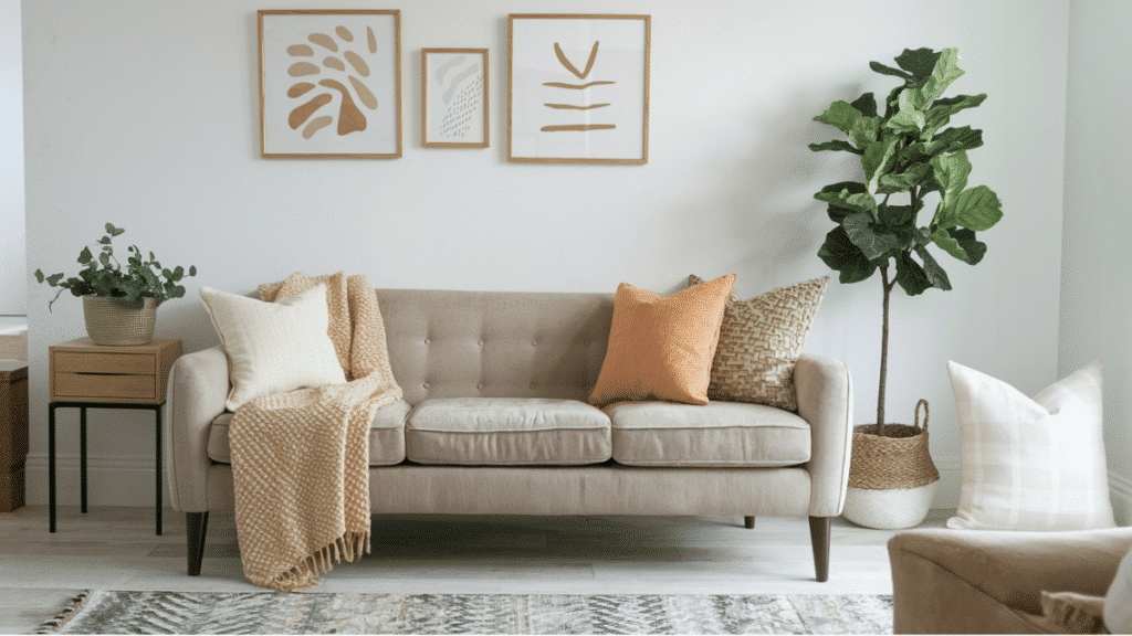 cozy pillows small living room sofa